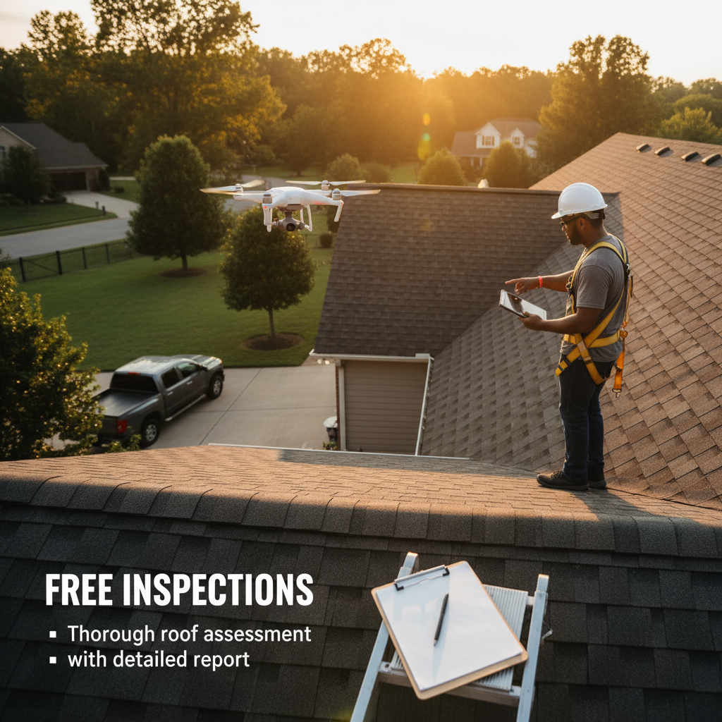 Free roof inspections by Park Oak Roofing - drone inspection and detailed report